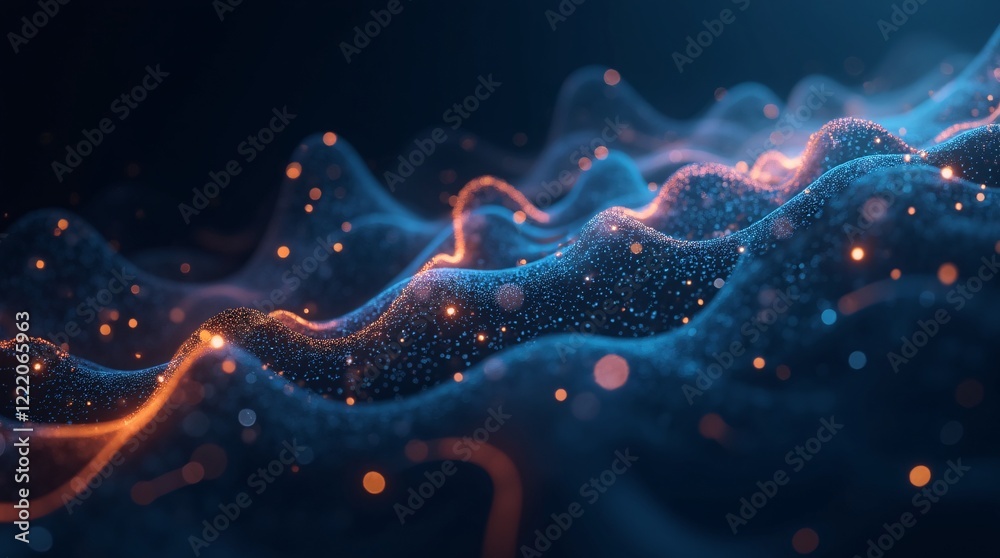 Wall mural abstract representation featuring dynamic waves and flowing patterns in vibrant blues