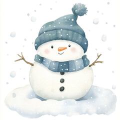 Cute Minimal Isolated Watercolor Illustration of Snowing Scene with Soft Snowflakes Gentle Winter Vibes and Charming Aesthetic for Cozy and Serene Atmosphere