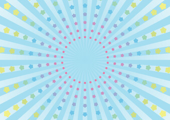 カラフルな星とサンバーストの背景素材