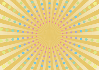 カラフルな星とサンバーストの背景素材