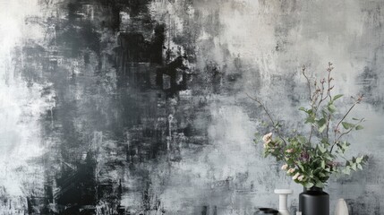 Grunge wallpaper with smudged charcoal textures and a raw aesthetic
