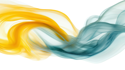 Mint and yellow abstract shape on transparent background