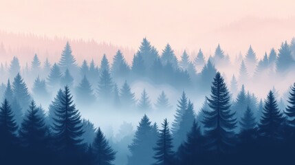 Fototapeta premium Misty Mountain Forest at Dawn.