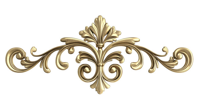 Gold floral ornament on transparent background - Powered by Adobe