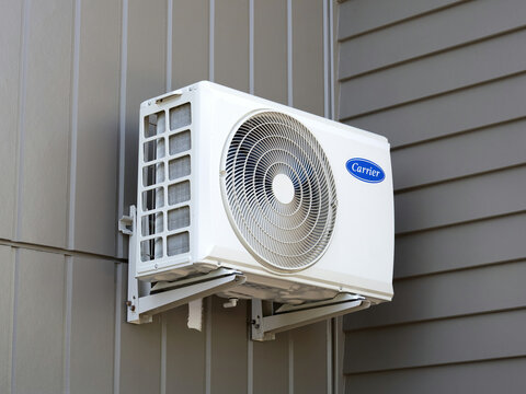 Carrier air conditioner split system - outdoor unit. Heat pump. Auckland, New Zealand - January 27, 2025