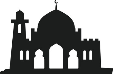Majestic Mosque Silhouette with Islamic Architecture Elements