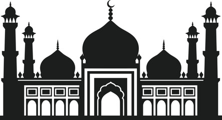 Elegant Mosque Silhouette Vector Illustration with Islamic Architecture