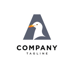 Letter A Seagull Logo Icon Vector
