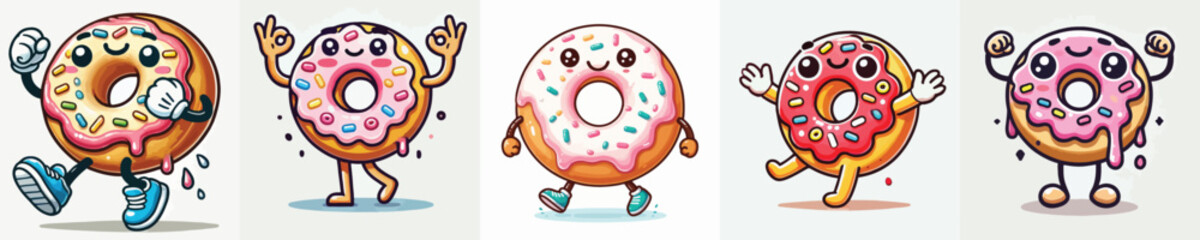 Obraz premium Cute donut vector has hands and feet