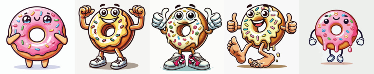 Cute donut vector has hands and feet