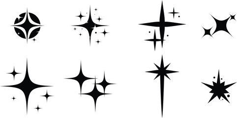 Sparkling Star Icons Set for Graphic Design
