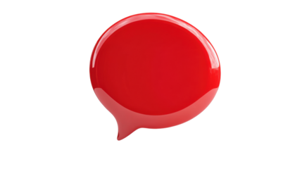 Red Text box, speech bubble on transparent background 