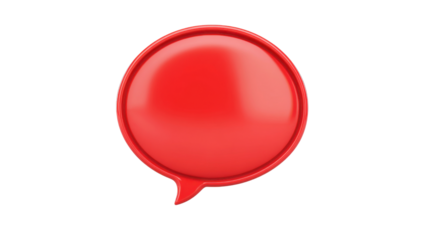 Red Text box, speech bubble on transparent background 