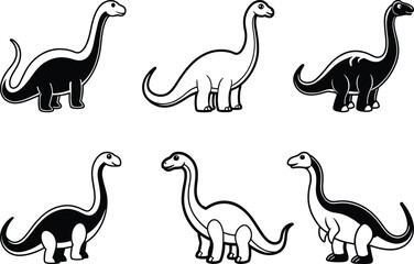 Cute Diplodocus toy set vector illustration design, diplodocus toy silhouette vector art, diplodocus toy line art vector icon