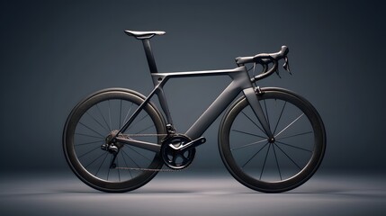 Fototapeta premium Sleek and modern carbon fiber bicycle frame showcased against a minimalist clean background in a 16 9 aspect This image highlights the technical design lightweight construction