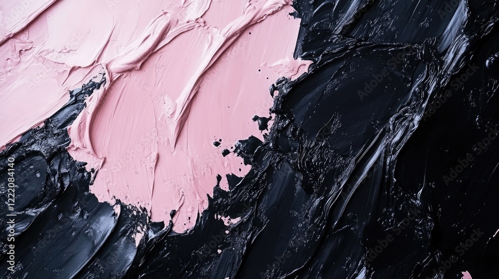 Poster a clean transition of black paint being replaced with soft rose tones, representing transformation a
