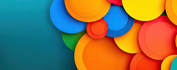 Clean design minimalist concept. Vibrant circles of various colors create an eye-catching abstract design.