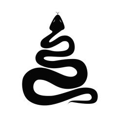 Snake icon. Black rattlesnake. Simple snake silhouette, isolated vector illustration. 