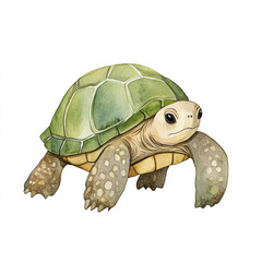 Fototapeta premium Slow Turtle Walks Alone in Minimalist Style Isolated on White Background Capturing the Essence of Nature's Calm and Serenity Perfect for Nature Lovers and Wildlife Enthusiasts