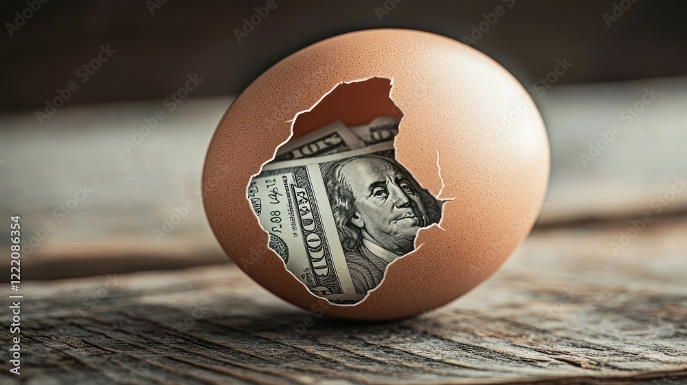 Poster a cracked egg with money emerging from inside, representing unconventional wealth-building strategie