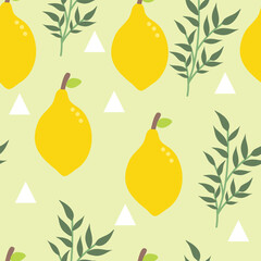 Hand drawn cute lemon seamless pattern. Suitable for use for wallpaper, backdrop, wrapping paper, fabrics, textile, packaging, etc