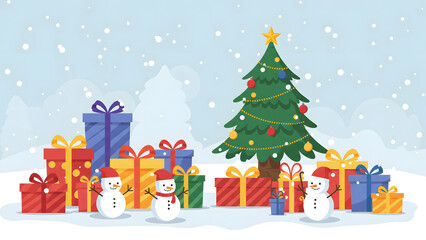Naklejka premium This image is a Christmas-themed illustration. 이 이미지는 크리스마스를 주제로 한 일러스트입니다.