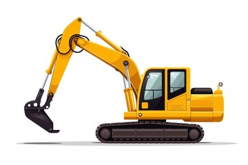 Excavator white background construction.