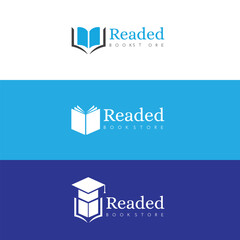 Education logo made of blue color with three different style vector insulation