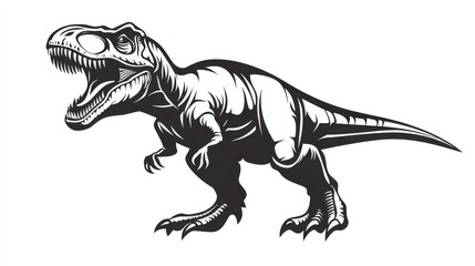 Fototapeta premium Detailed Illustration of a Fierce T-Rex Dinosaur in Black and White
