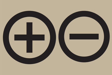 Obraz premium Round plus sign and minus sign icon set. Vector.