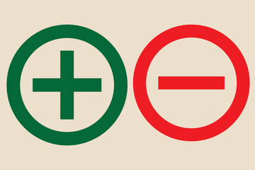 Obraz premium Round plus sign and minus sign icon set. Vector.