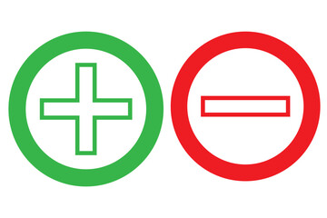 Fototapeta premium Round plus sign and minus sign icon set. Vector.