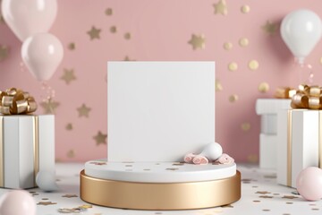 Elegant Display for Product Presentation with Pink and Gold Theme