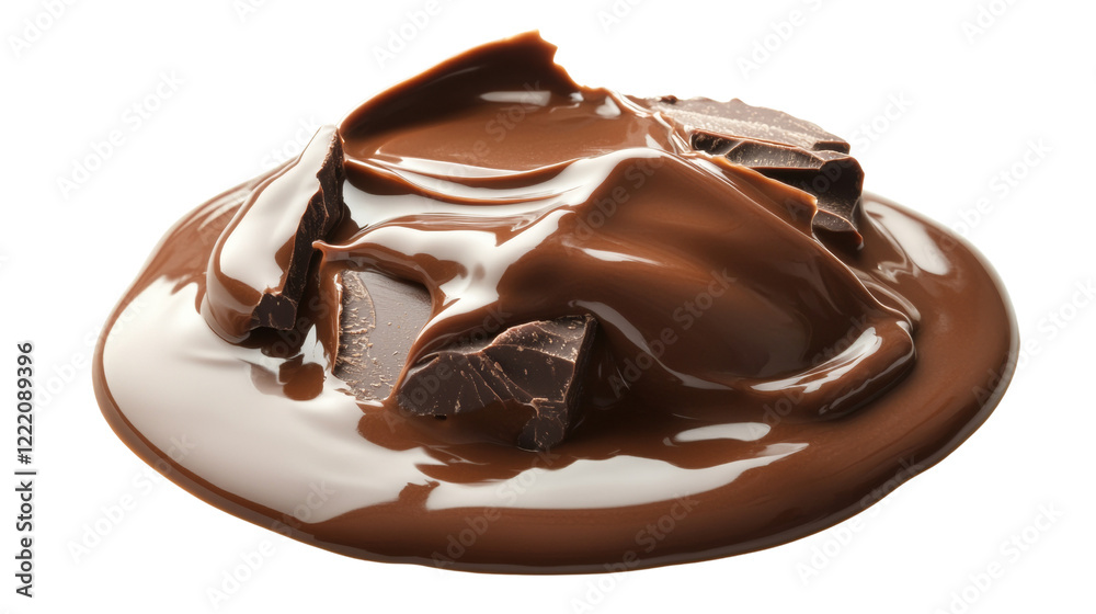 Aufkleber A close up of melted dark chocolate with chunks of chocolate in it, creating a visually appealing image of rich, decadent chocolate.