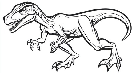 Obraz premium Monochrome Dinosaur Drawing with Detailed Features and Dynamic Pose