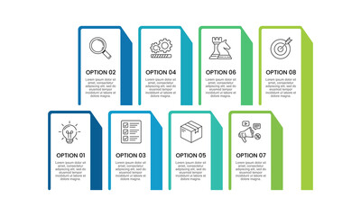 Infographic 8 Simple Options for Success. Presentation, Plan, Milestone, Timeline and Strategy. Vector illustration.