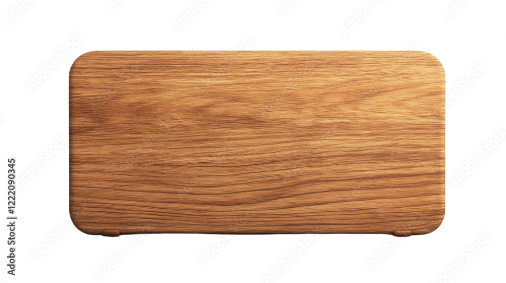 Fototapete A close-up top view shows a rectangular wooden board with softly rounded corners and a visible wood grain.