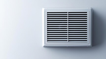Indoor air quality minimalist idea. Modern air vent on a light wall, enhancing interior ventilation and comfort.