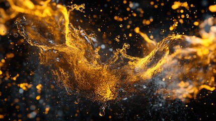A mesmerizing 3D rendering of liquid exploding against a black background, conveying energy, force, and creative design with vivid colors and dynamic movement
