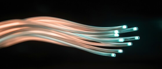 Futuristic Fiber Optics  Neon Light Streaks  Abstract Background