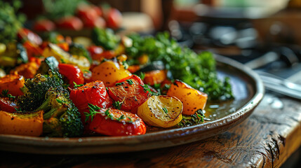 Serving Delicious Juicy Boiled Vegetbable In Plate With Blurry Background