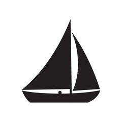 Fototapeta premium Flat Design Sailboat Icon in Black and White