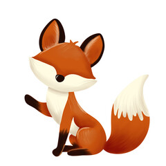 Fototapeta premium Cute Cartoon Fox Illustration