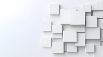 White cubes arranged on a clean white background for minimalist and modern design concepts and artwork 120 chars