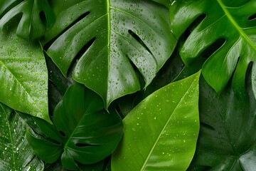 Green leaf with water droplets on surface natures beauty freshness and serenity captured in a close-up shot