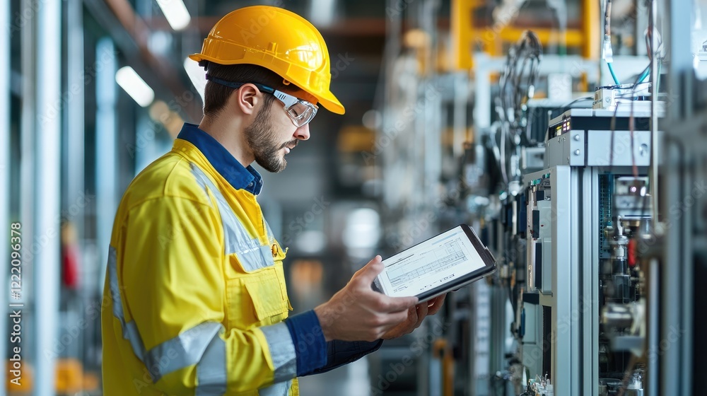 Aufkleber A technician diagnosing issues in a telecommunications network using advanced equipment, focusing on troubleshooting signal loss and restoring connectivity