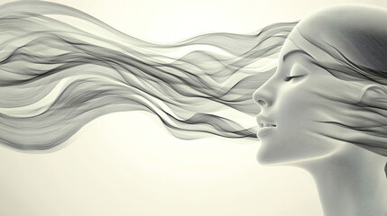 abstract representation of a woman's face with flowing hair