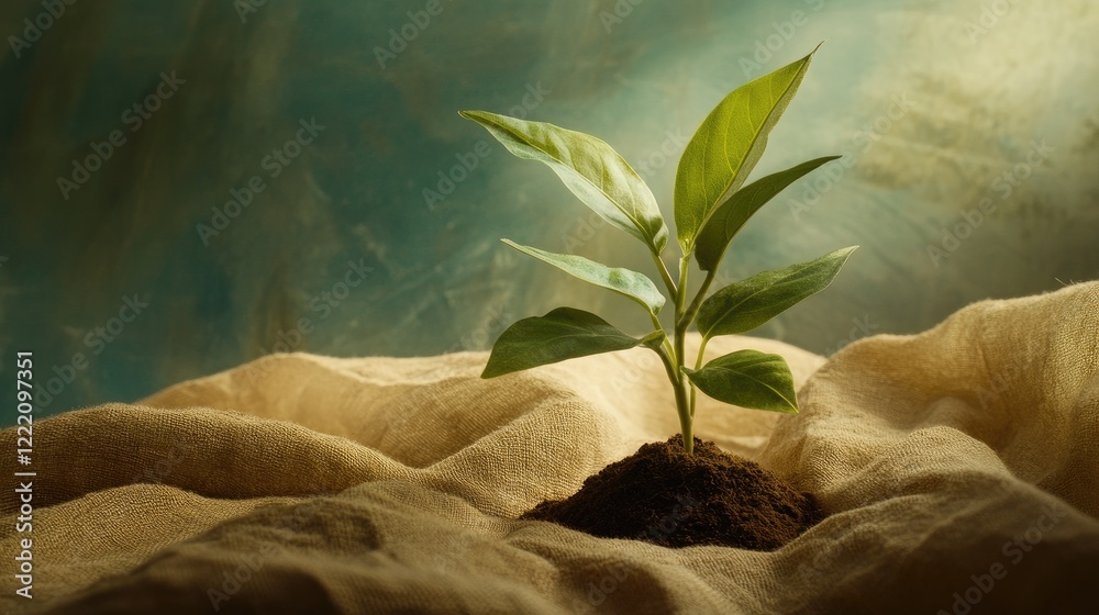 Poster a visual representation of growth with a plant rising above the ground, symbolizing the process of i