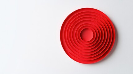 Red Circular Plates Stacked in Harmonious Gradient Design on White