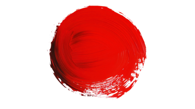 Red paint geometric circle shape brush on transparent background